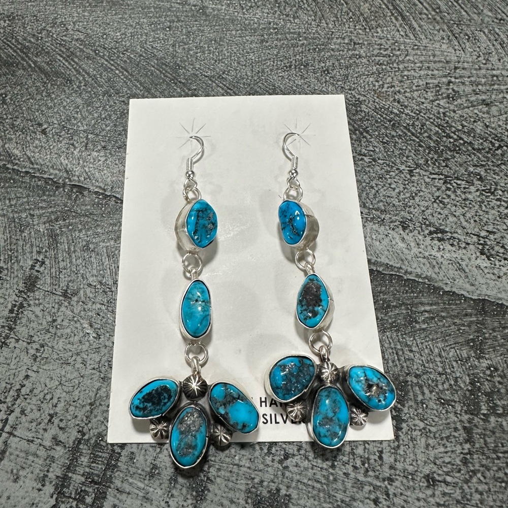 Native Kingman Turquoise Dangle Earrings